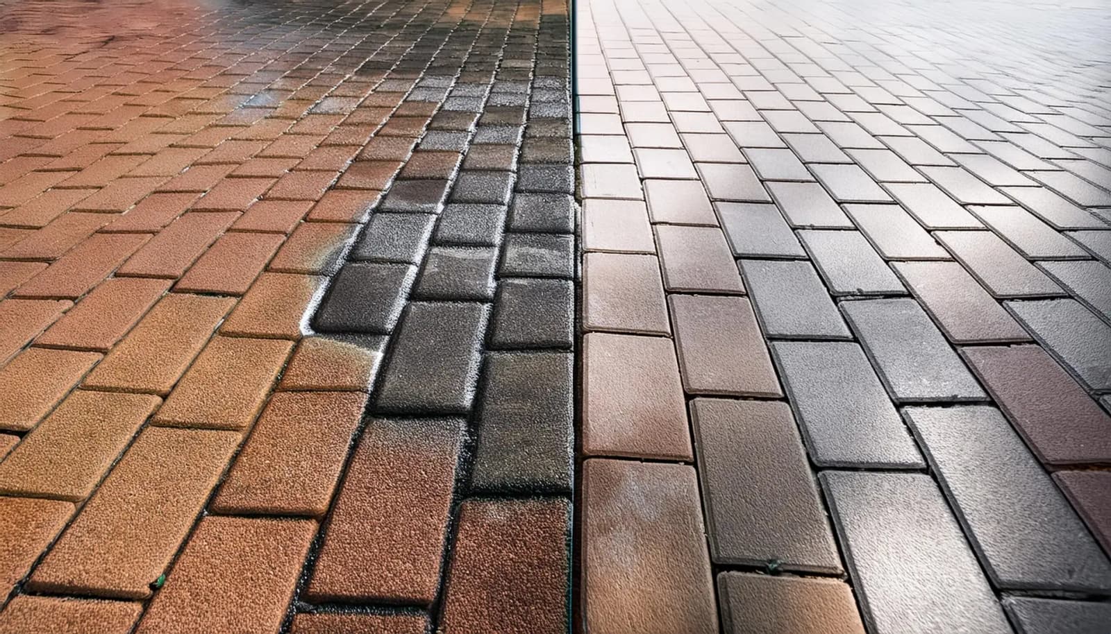 Patio before and after cleaning
