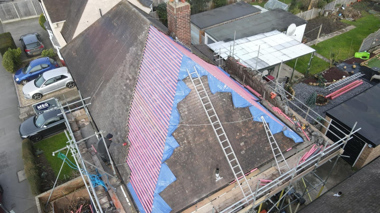 Roofing re-roof with felt
